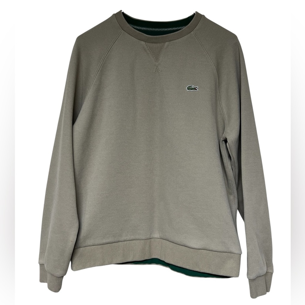 Lacoste Women’s Crewneck Sweatshirt in Beige with Green Logo - Picture 4 of 14